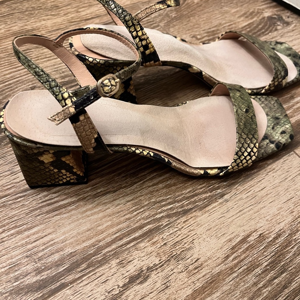 Snake Print Block Heel Sandals